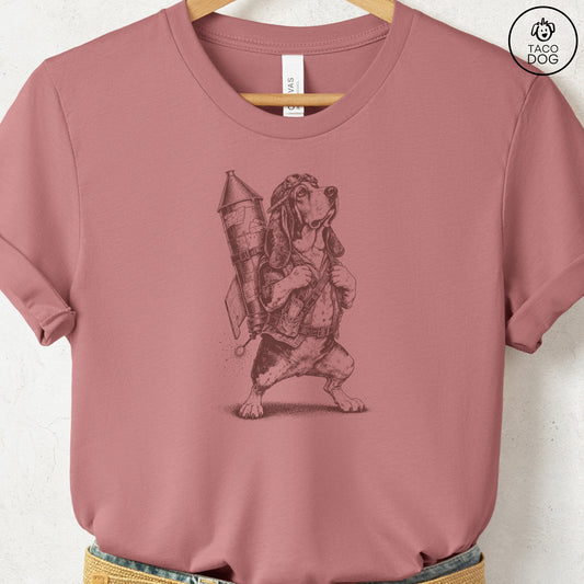 Basset Hound Rocket Dog T-Shirt