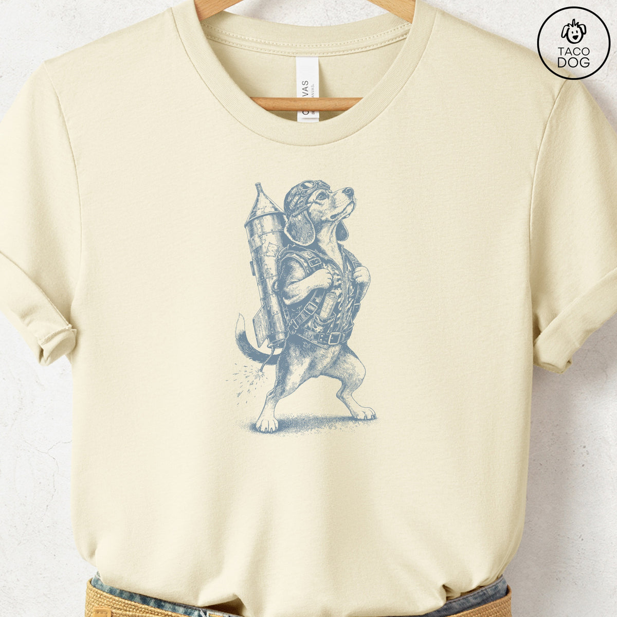 Beagle Rocket Dog T-Shirt, design close-up