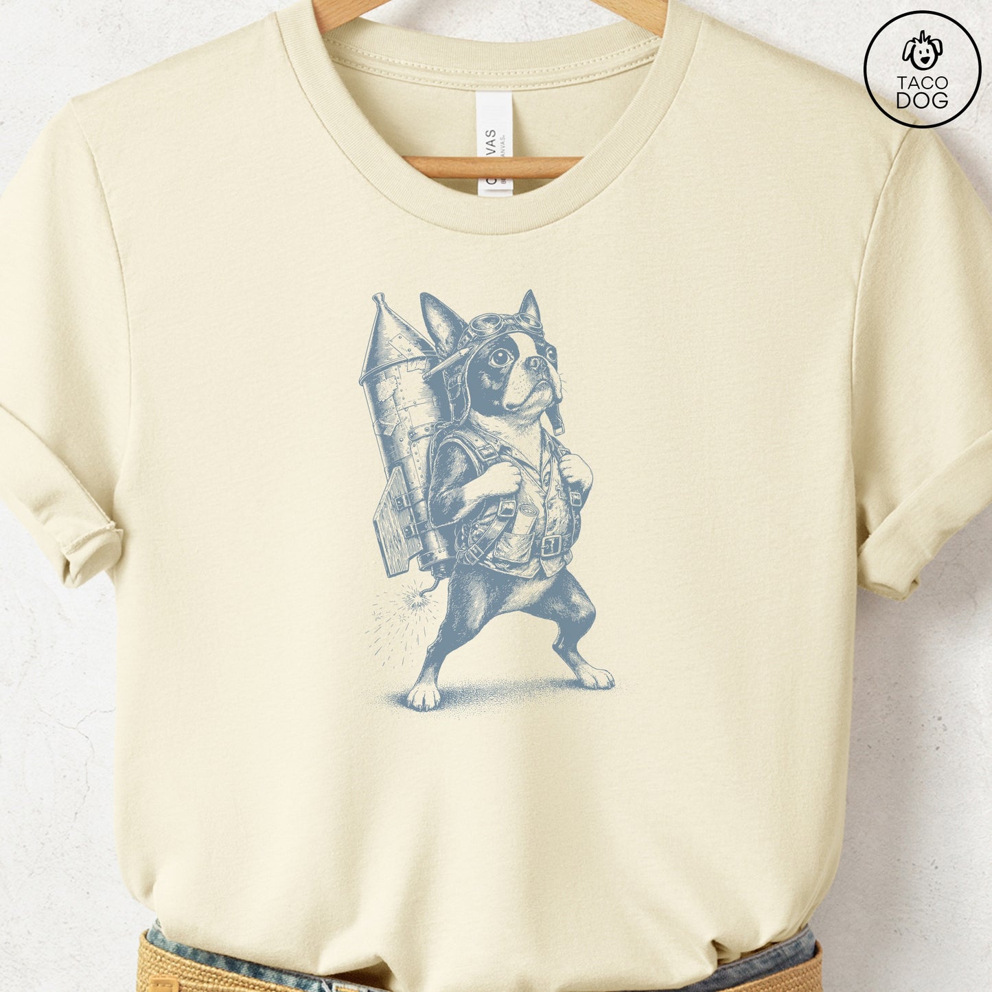 Boston Terrier Rocket Dog T-Shirt
