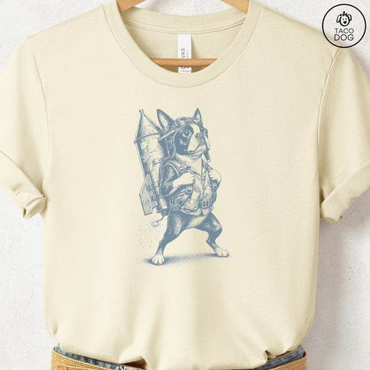 Boston Terrier Rocket Dog T-Shirt