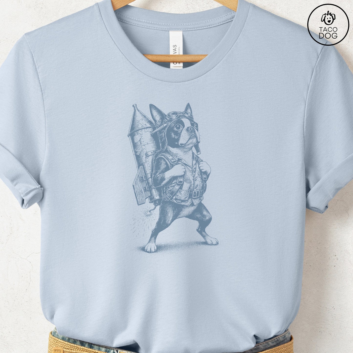 Boston Terrier Rocket Dog T-Shirt