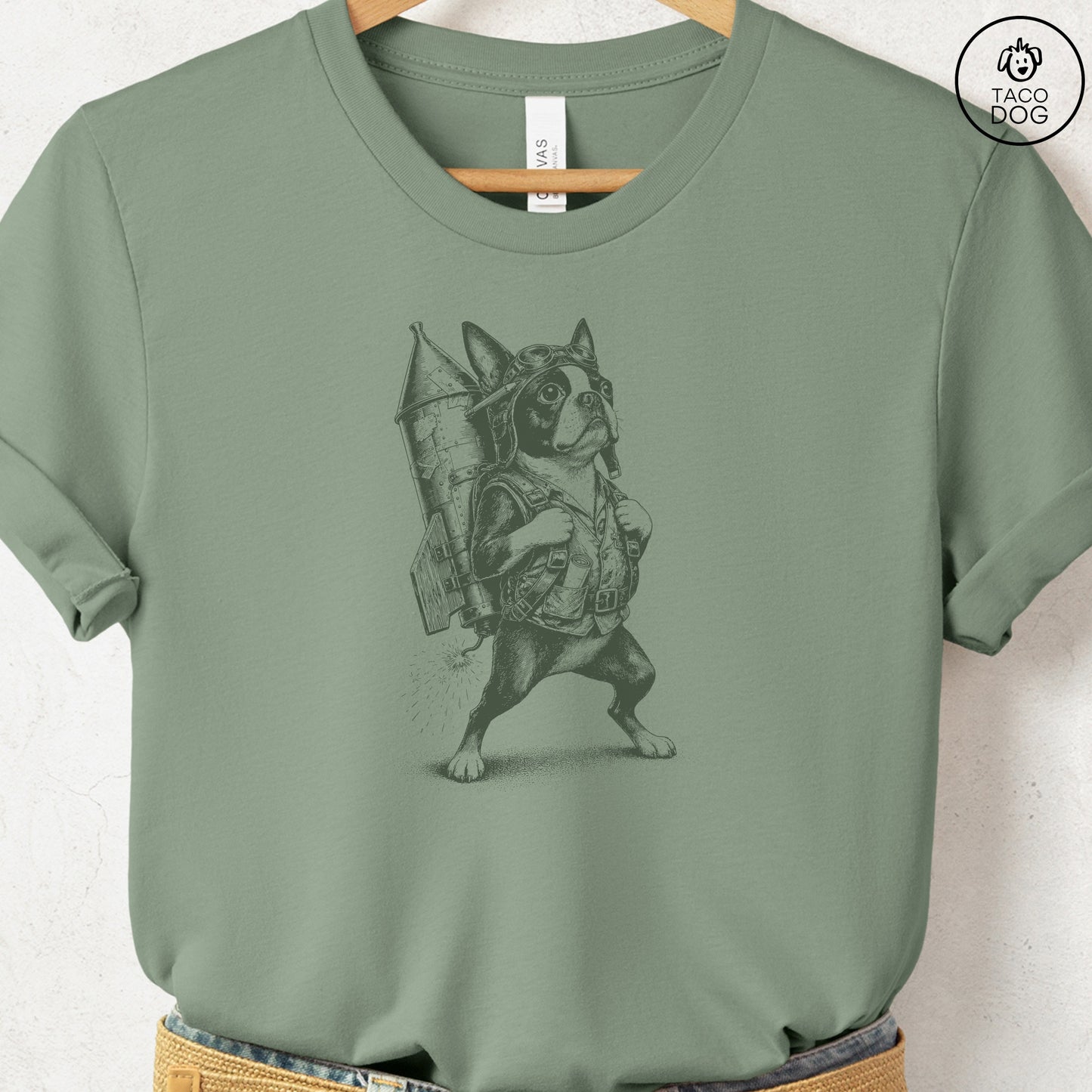 Boston Terrier Rocket Dog T-Shirt