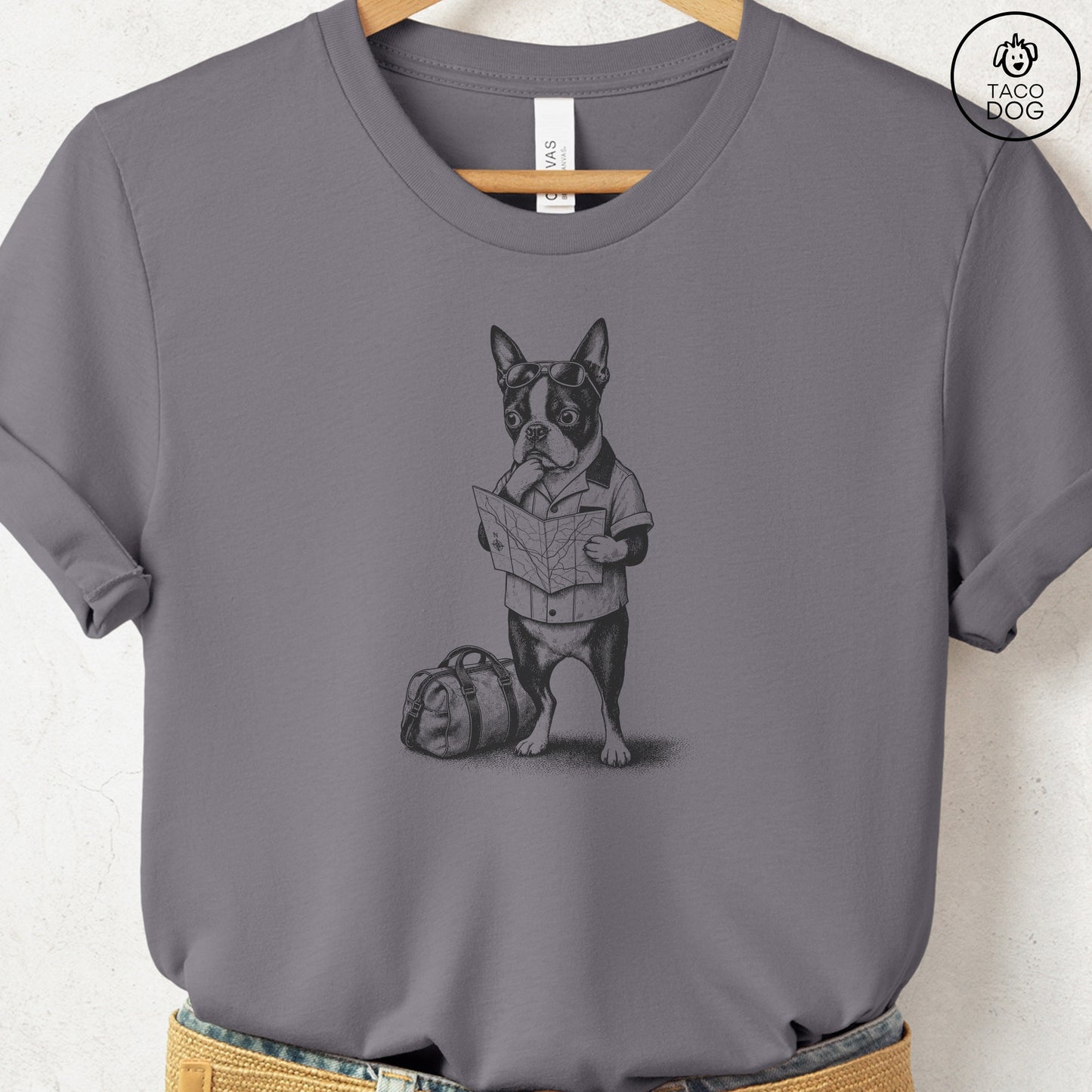 Boston Terrier Route 66 T-Shirt Storm Taco-Dog