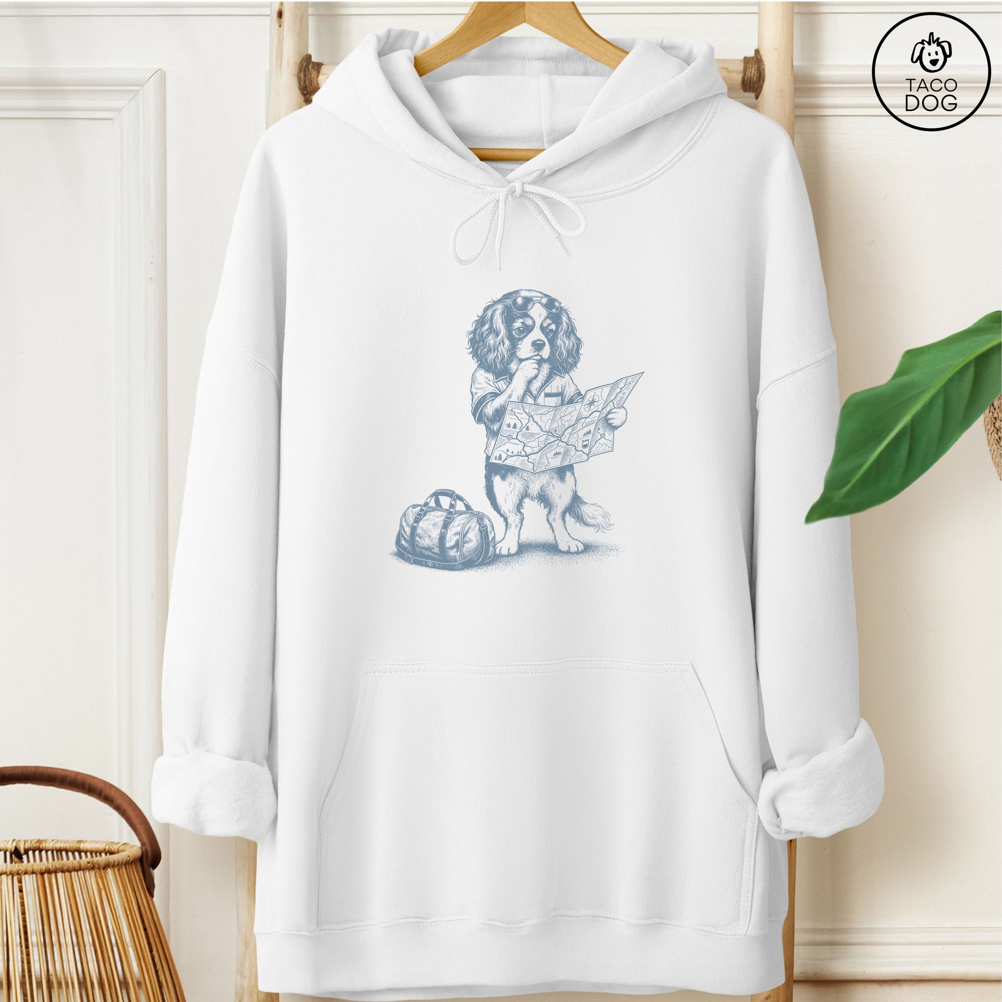 Cavalier King Charles Spaniel Route 66 Hoodie White Taco-Dog