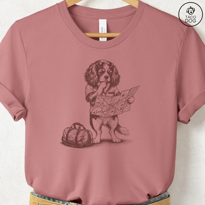 Cavalier King Charles Spaniel Route 66 T-Shirt Heather Mauve Taco-Dog