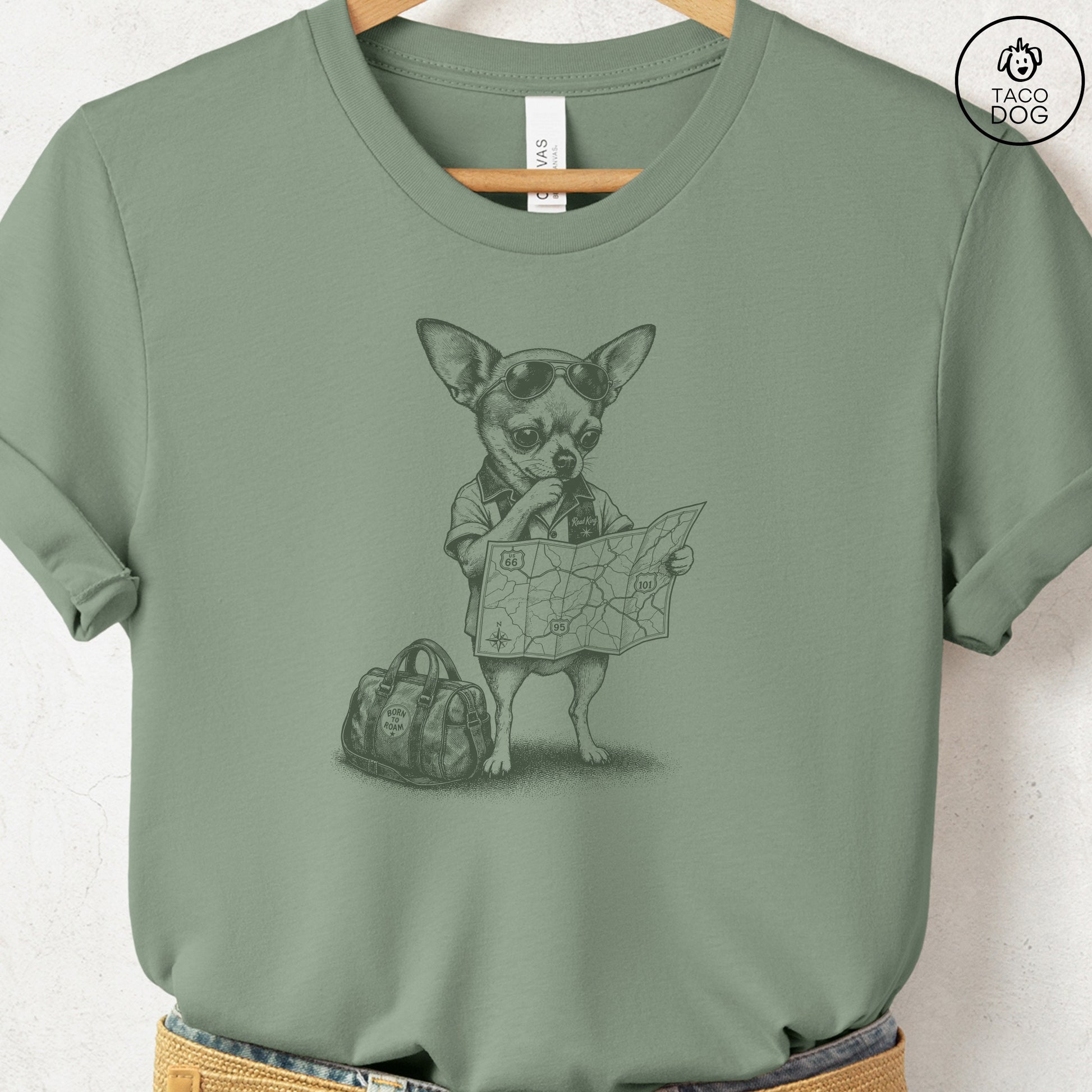 Chihuahua Route 66 T-Shirt Sage Taco-Dog