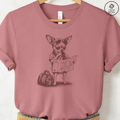 Chihuahua Route 66 T-Shirt Heather Mauve Taco-Dog