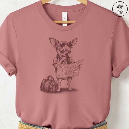 Chihuahua Route 66 T-Shirt Heather Mauve Taco-Dog