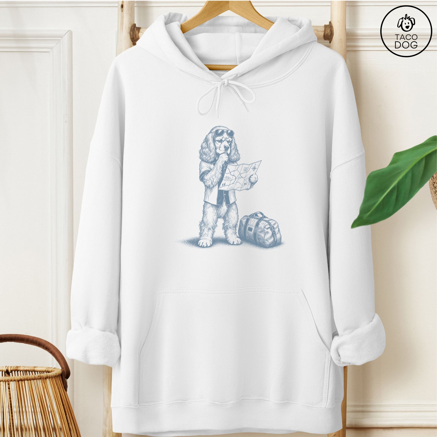 Cocker Spaniel Route 66 Hoodie White Taco-Dog