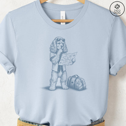 Cocker Spaniel Route 66 T-Shirt Light Blue Taco-Dog