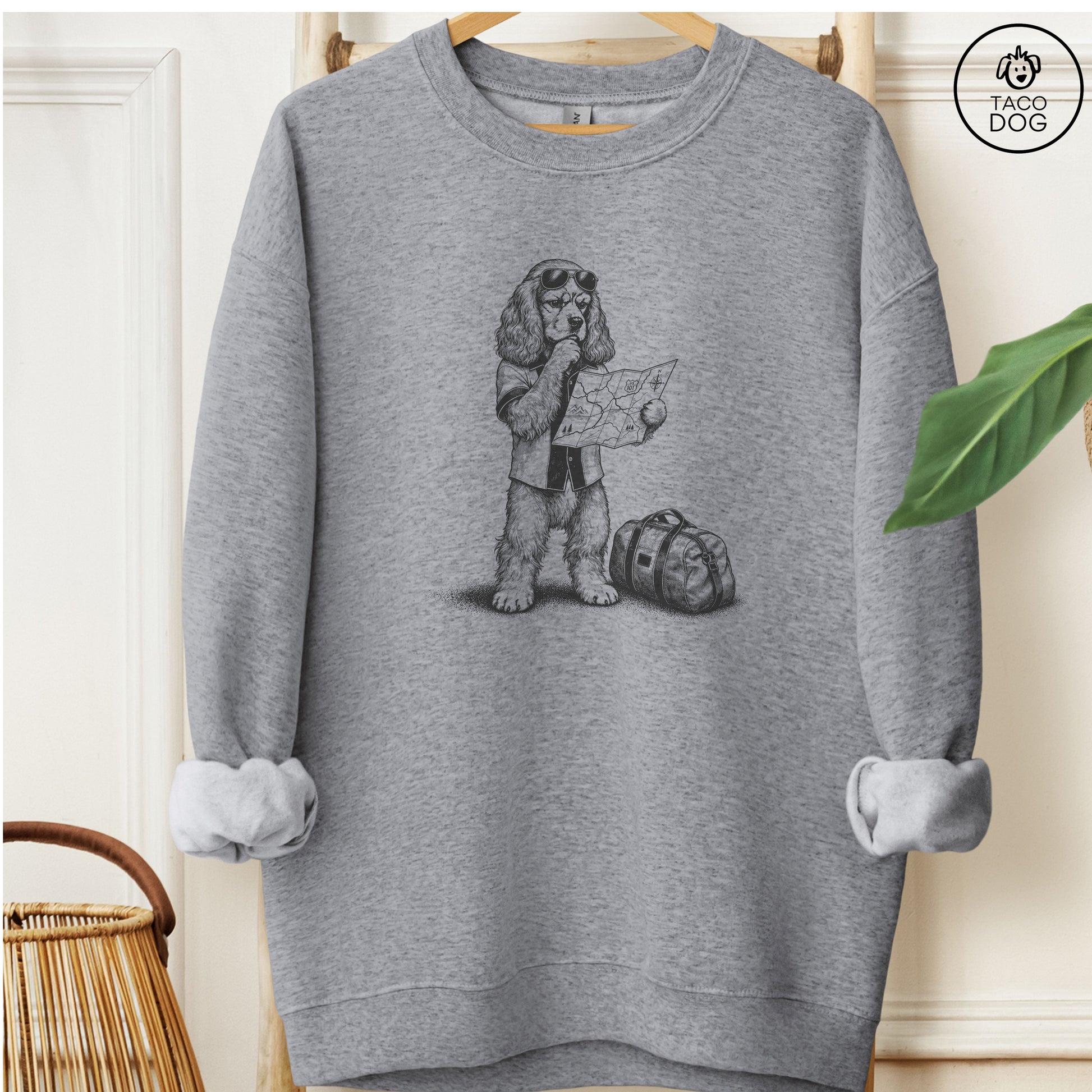 Cocker Spaniel Route 66 Sweatshirt Graphite Heather Taco-Dog