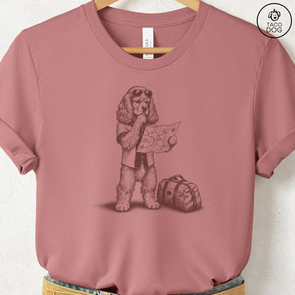 Cocker Spaniel Route 66 T-Shirt Heather Mauve Taco-Dog