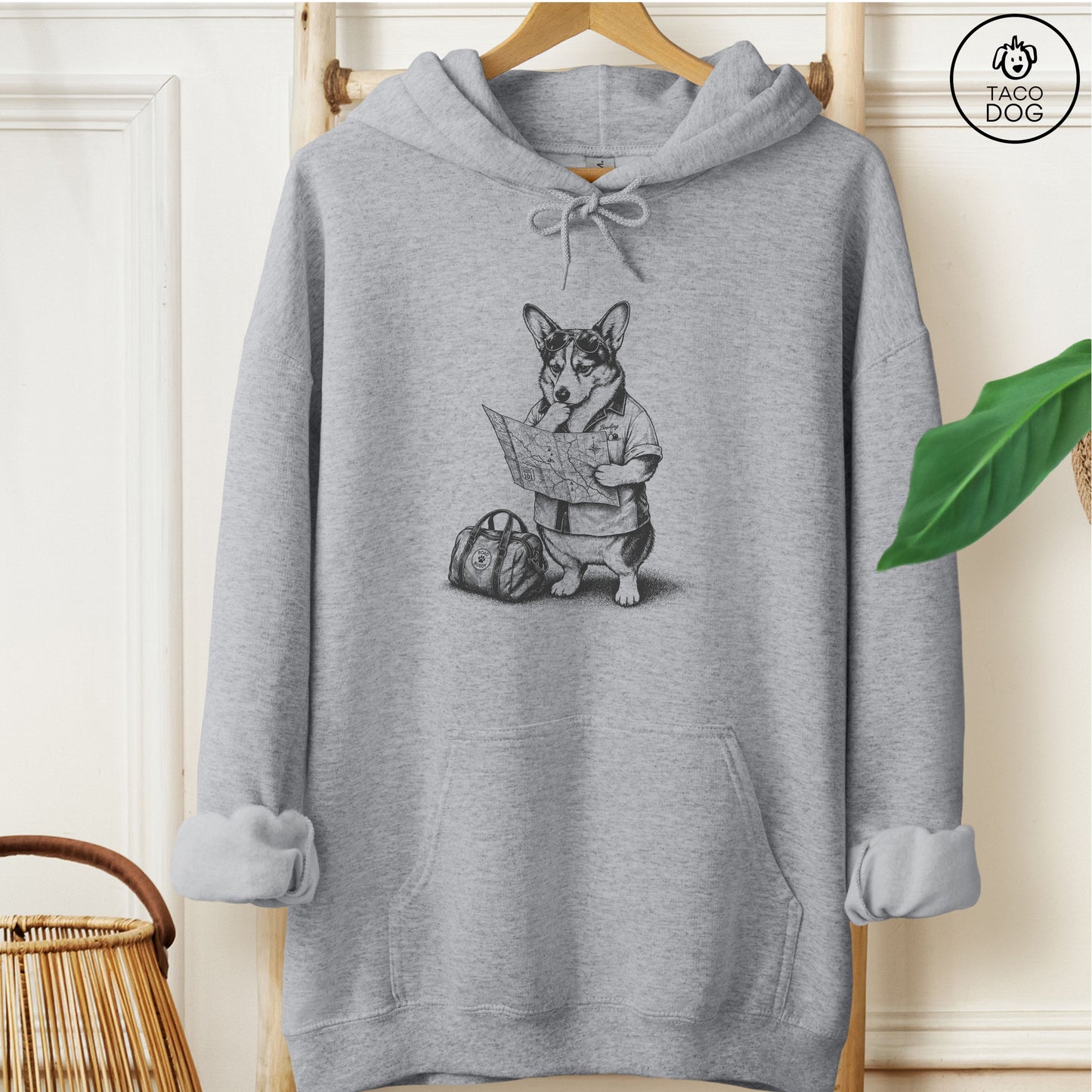Corgi Route 66 Hoodie Graphite Heather Taco-Dog