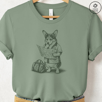Corgi Route 66 T-Shirt Sage Taco-Dog