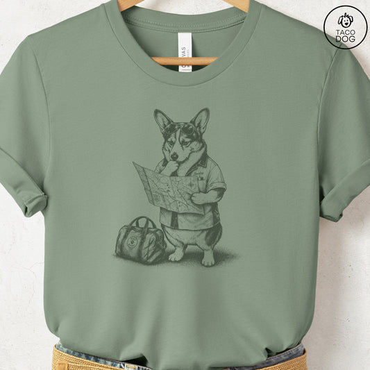 Corgi Route 66 T-Shirt Sage Taco-Dog