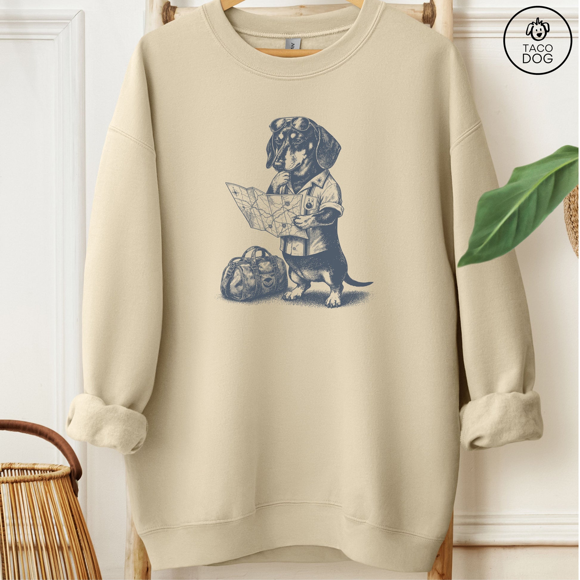 Dachshund Route 66 Sweatshirt Sand Taco-Dog