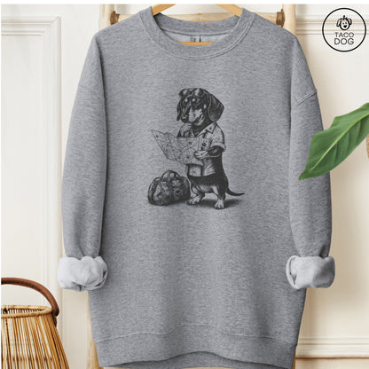 Dachshund Route 66 Sweatshirt Graphite Heather Taco-Dog