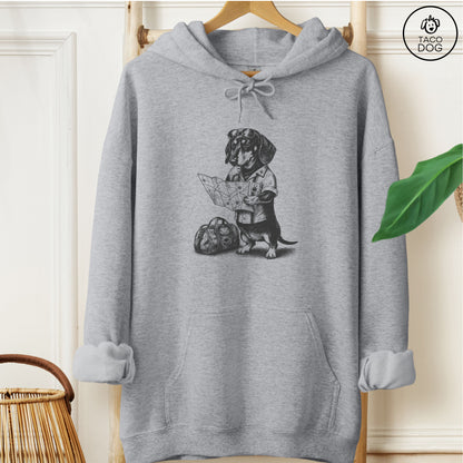 Dachshund Route 66 Hoodie Graphite Heather Taco-Dog