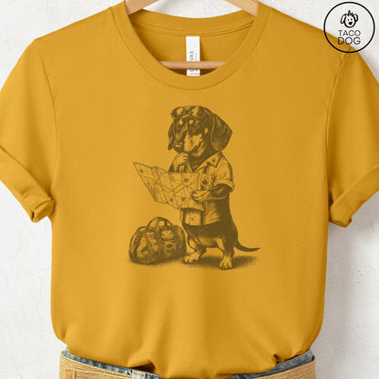 Dachshund Route 66 T-Shirt Mustard Taco-Dog