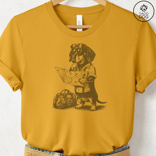 Dachshund Route 66 T-Shirt Mustard Taco-Dog