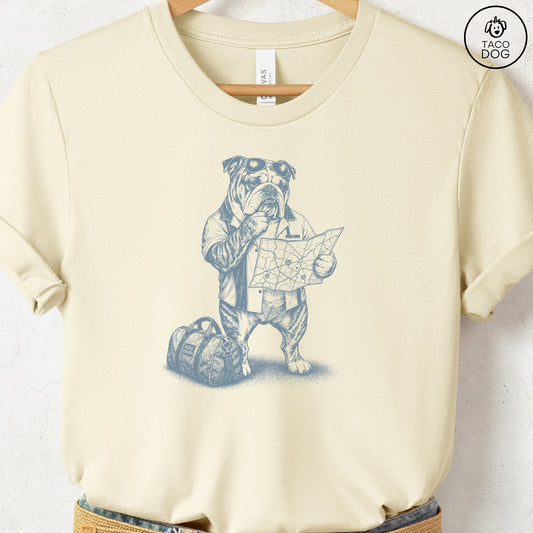 English Bulldog Route 66 T-Shirt Natural Taco-Dog