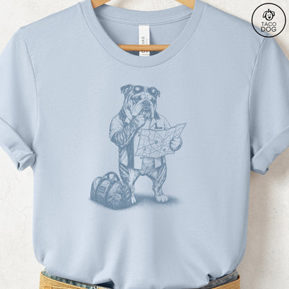 English Bulldog Route 66 T-Shirt Light Blue Taco-Dog