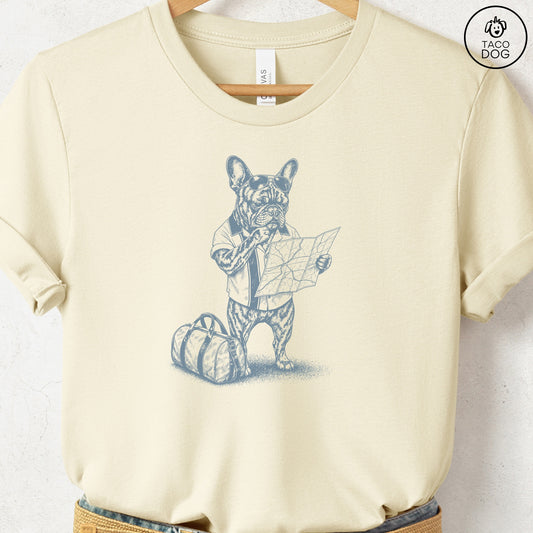 French Bulldog Frenchie Route 66 T-Shirt Natural Taco-Dog