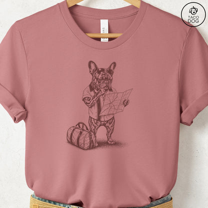 French Bulldog Frenchie Route 66 T-Shirt Heather Mauve Taco-Dog