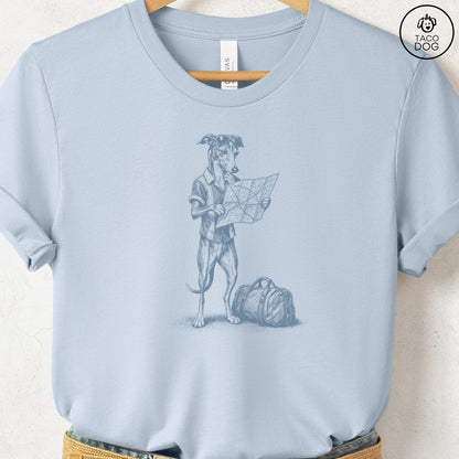 Italian Greyhound Whippet Route 66 T-Shirt Light Blue Taco-Dog