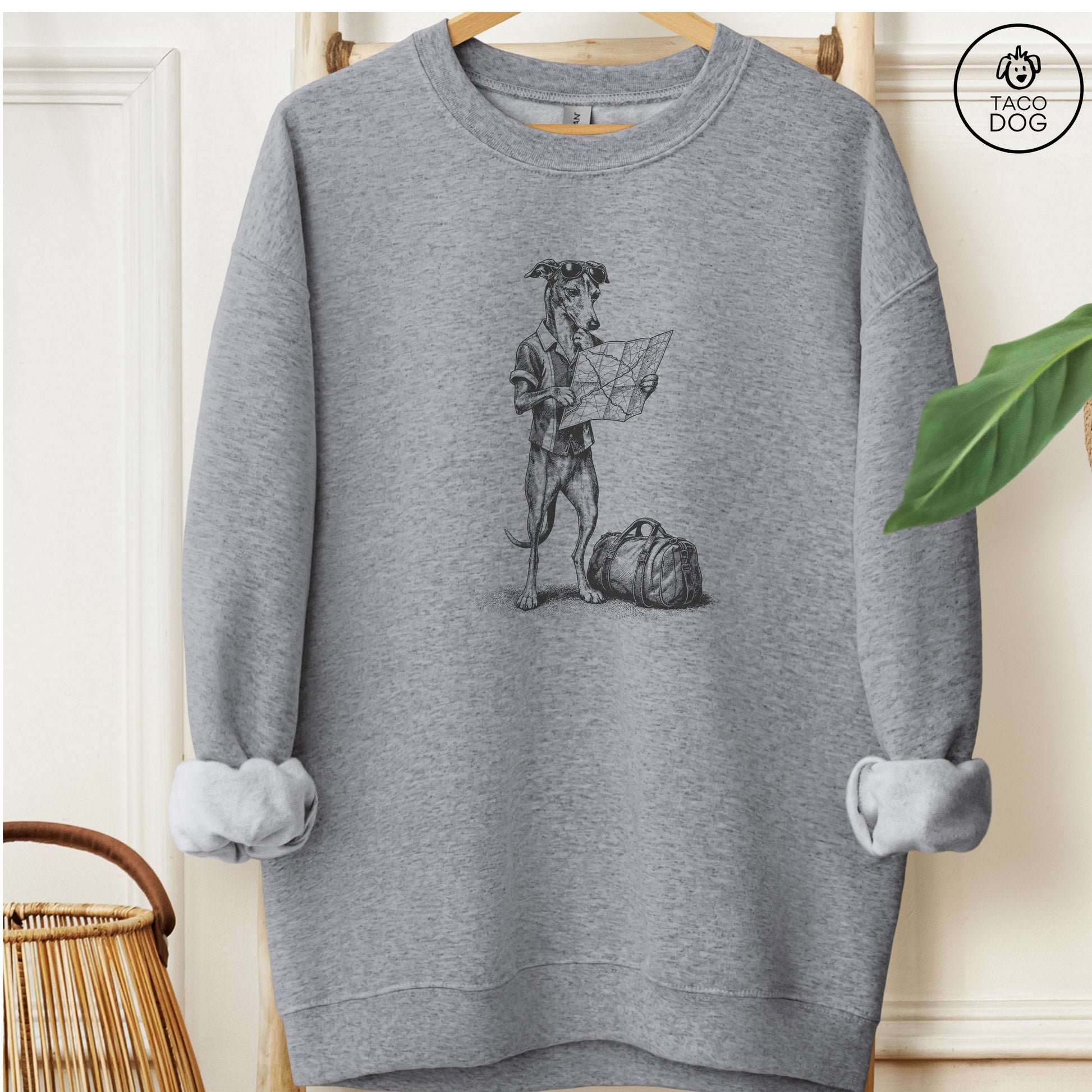 Italian Greyhound Whippet Route 66 Sweatshirt Graphite Heather Taco-Dog