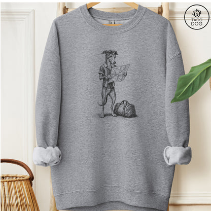 Italian Greyhound Whippet Route 66 Sweatshirt Graphite Heather Taco-Dog