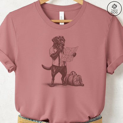Labrador Route 66 T-Shirt Heather Mauve Taco-Dog