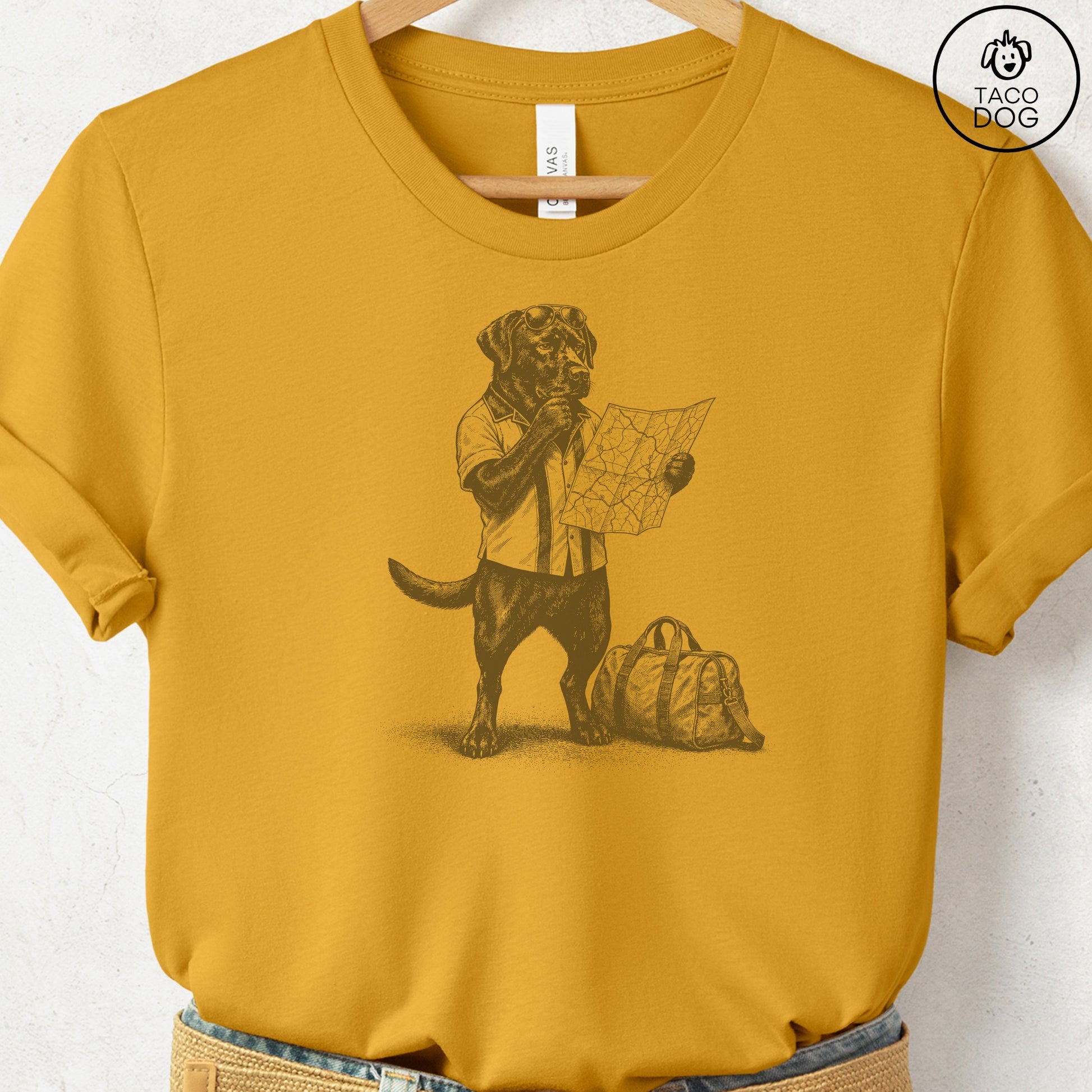 Labrador Route 66 T-Shirt Mustard Taco-Dog
