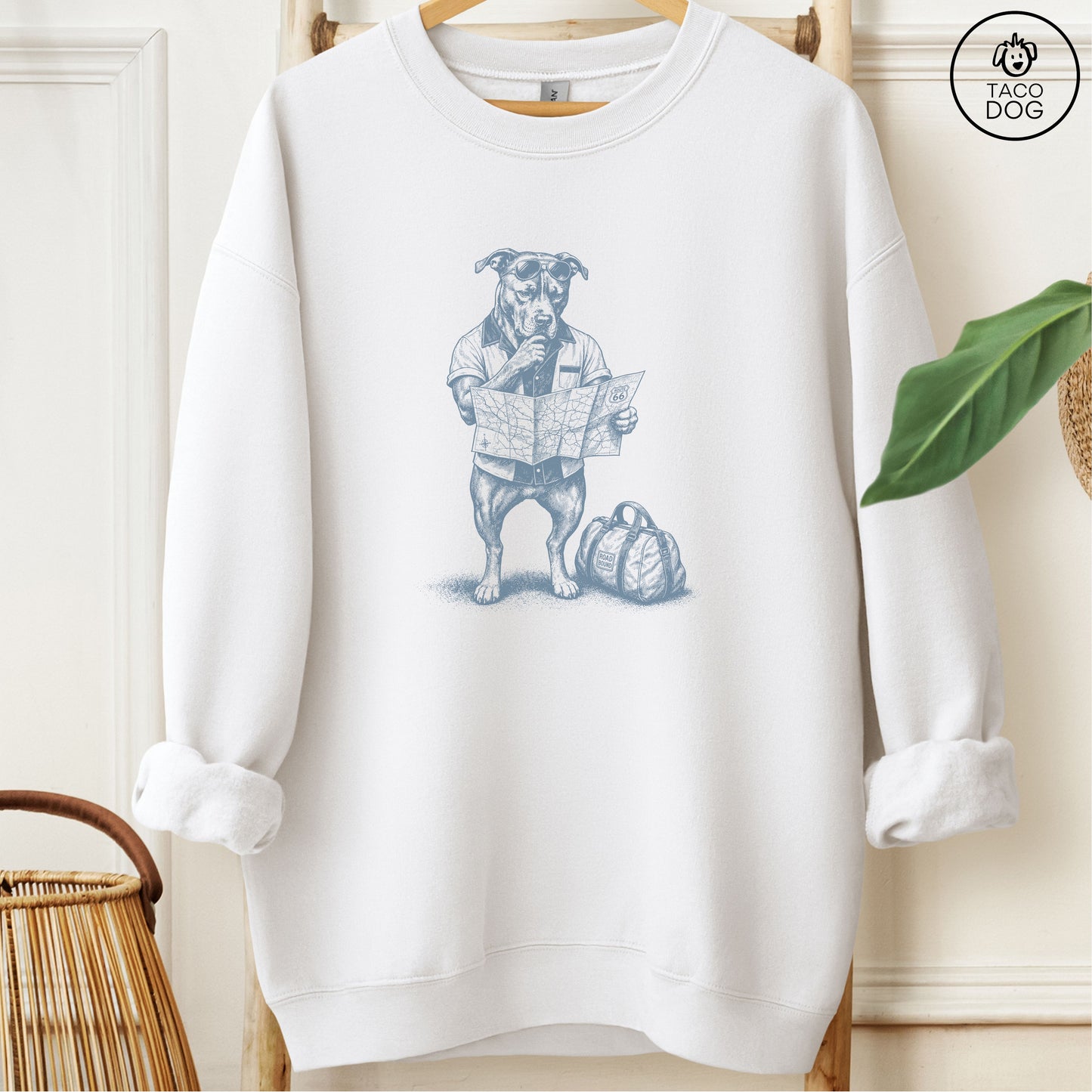 Pitbull Route 66 Sweatshirt White Taco-Dog