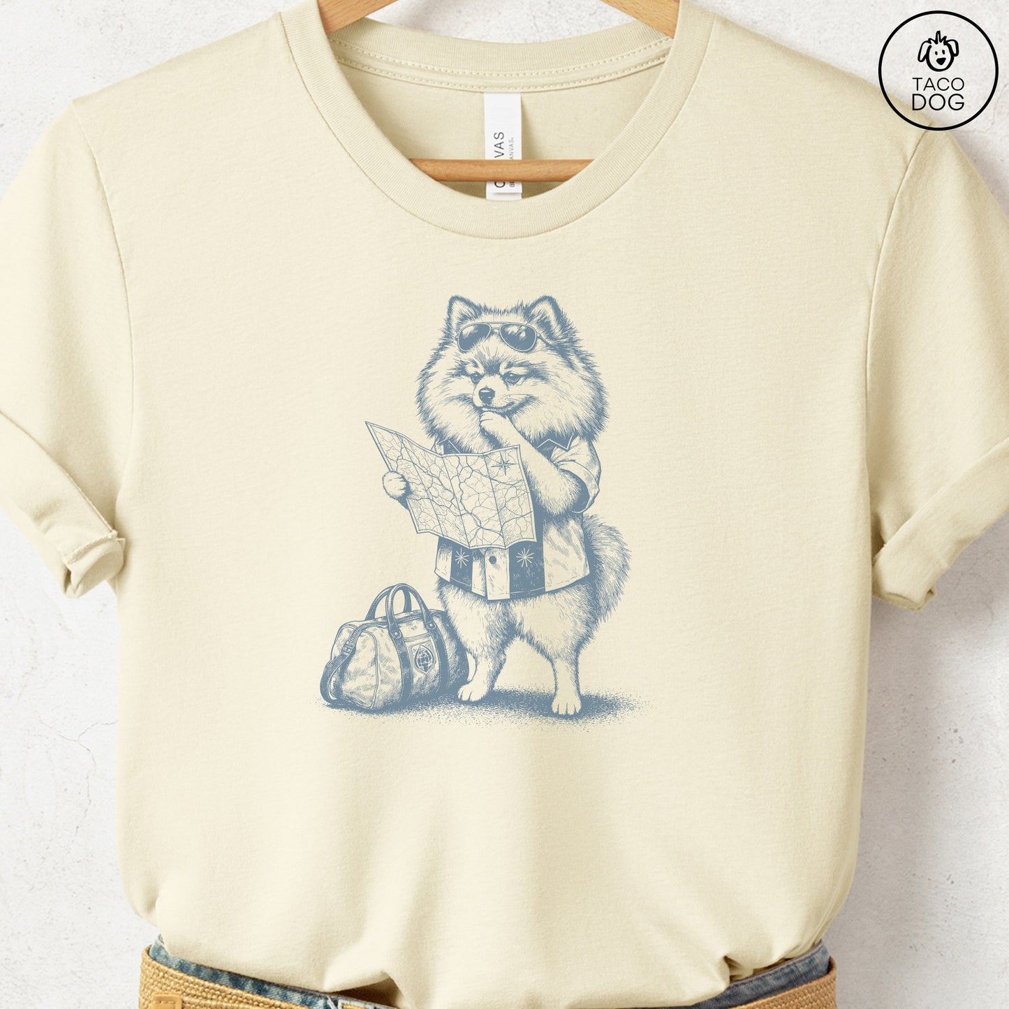 Pomeranian Route 66 T-Shirt Natural Taco-Dog