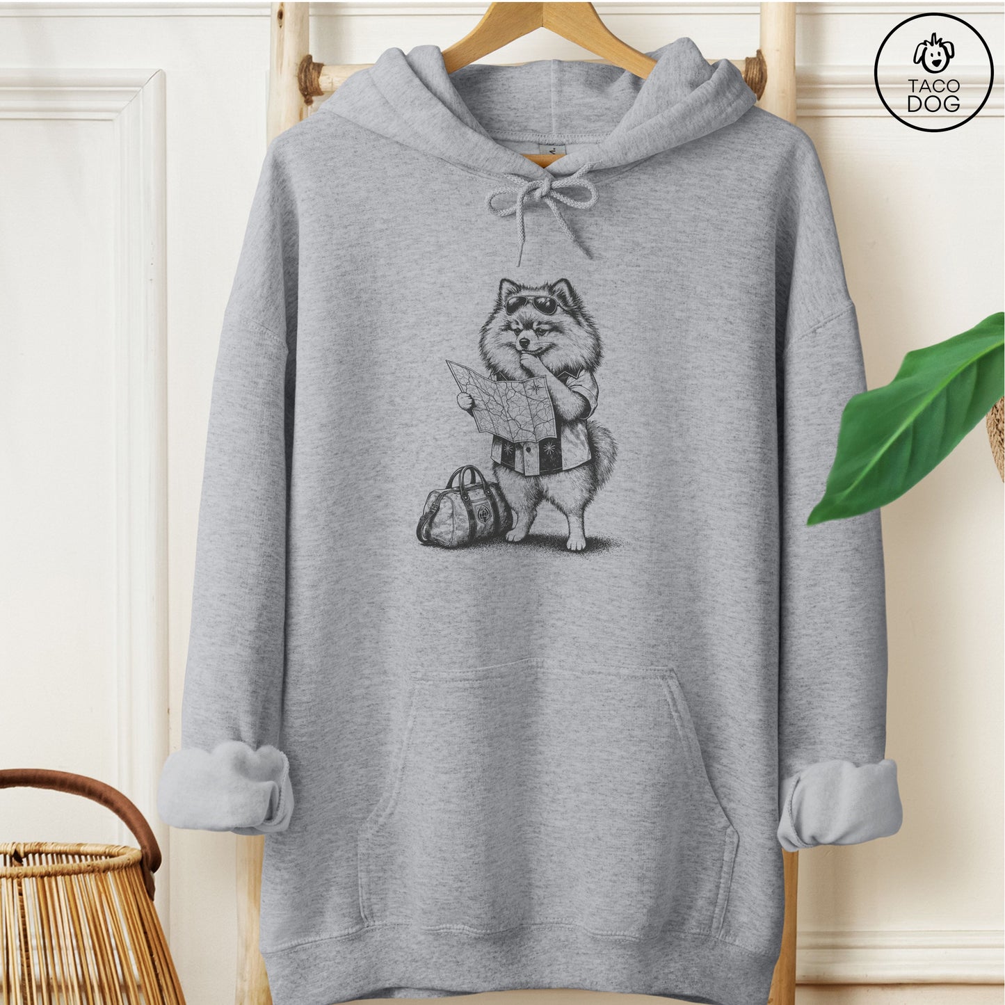Pomeranian Route 66 Hoodie Graphite Heather Taco-Dog