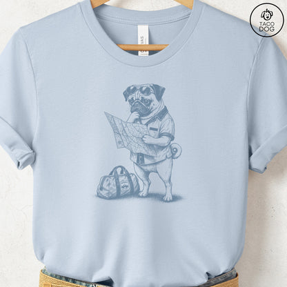 Pug Route 66 T-Shirt Light Blue Taco-Dog