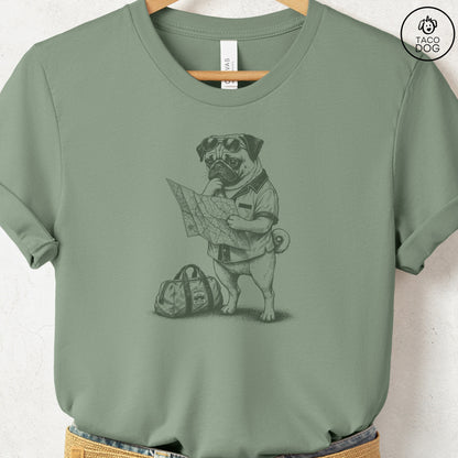 Pug Route 66 T-Shirt Sage Taco-Dog