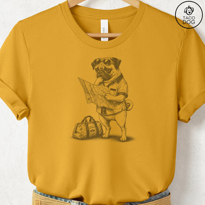Pug Route 66 T-Shirt Mustard Taco-Dog