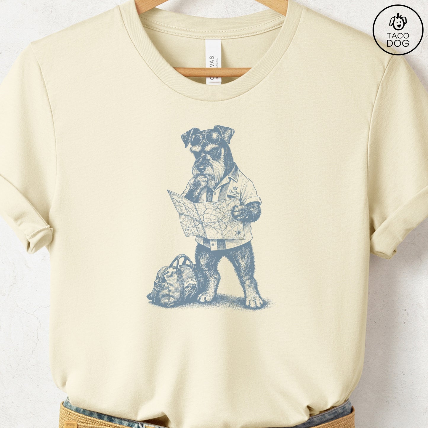 Schnauzer Route 66 T-Shirt Natural Taco-Dog