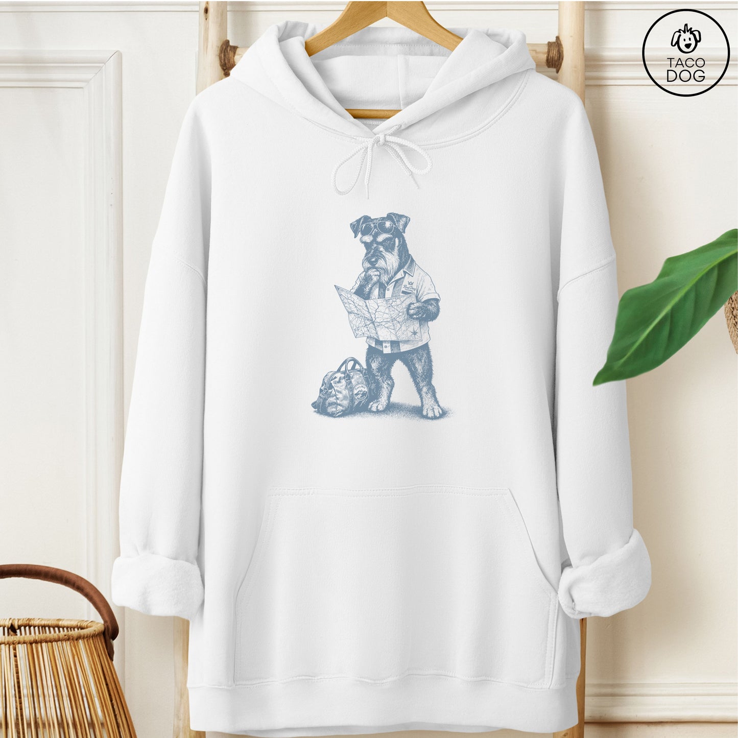 Schnauzer Route 66 Hoodie White Taco-Dog