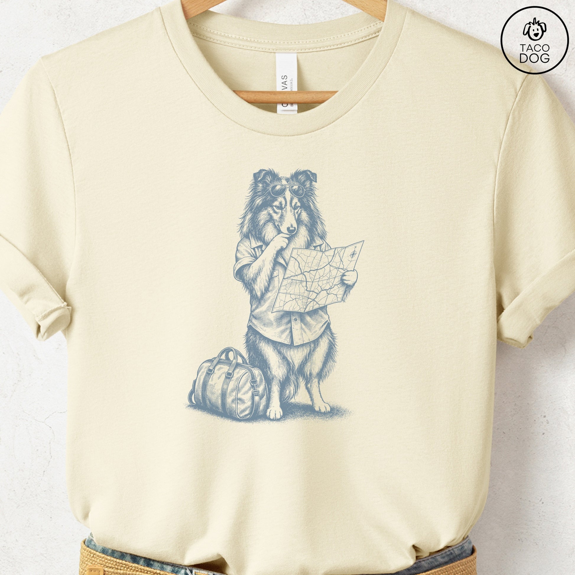 Shetland Sheepdog Route 66 T-Shirt Natural Taco-Dog