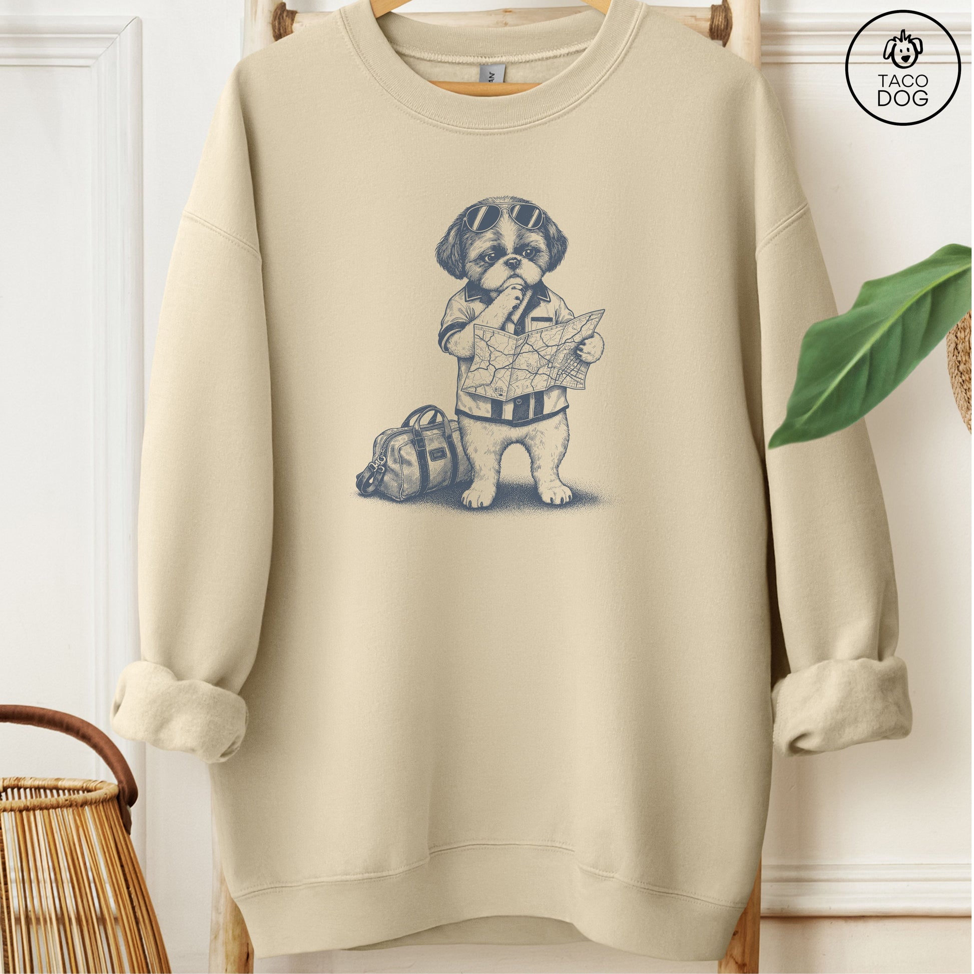 Shih Tzu Route 66 Sweatshirt Sand Taco-Dog