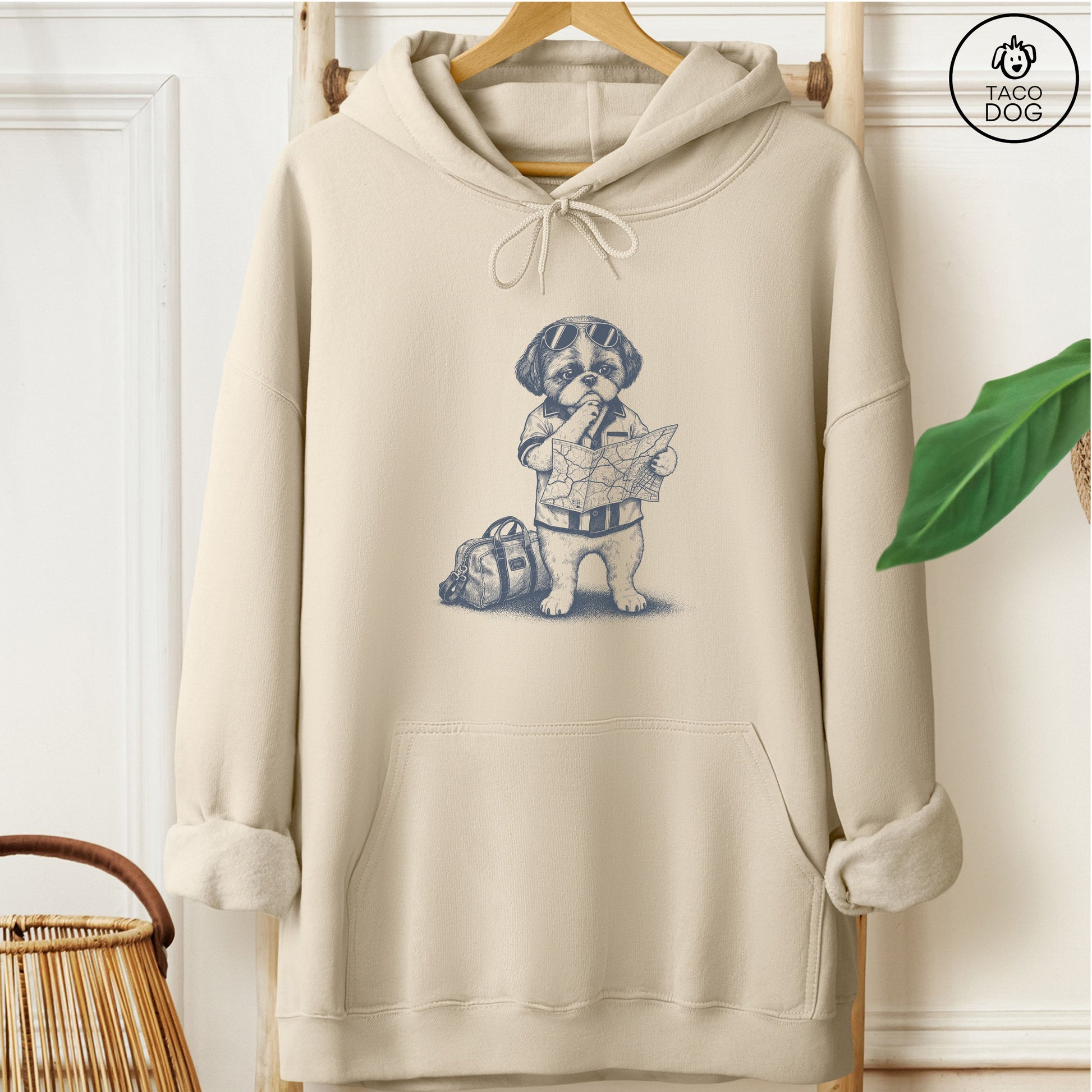 Shih Tzu Route 66 Hoodie Sand Taco-Dog
