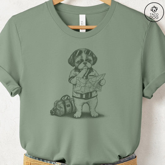 Shih Tzu Route 66 T-Shirt Sage Taco-Dog