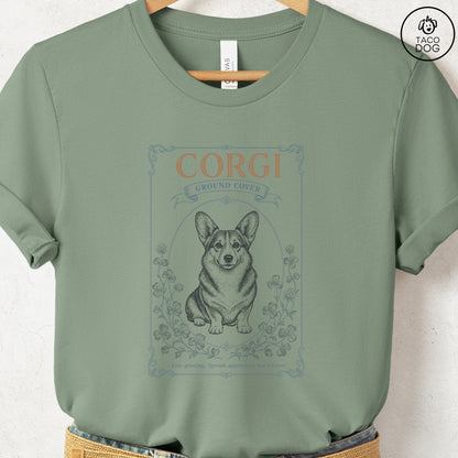 Corgi Ground Cover Seed Packet T-Shirt Sage S Taco-Dog