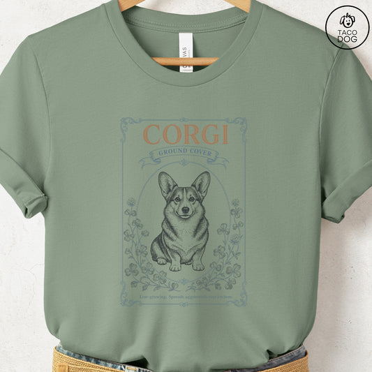 Corgi Ground Cover Seed Packet T-Shirt Sage Taco-Dog