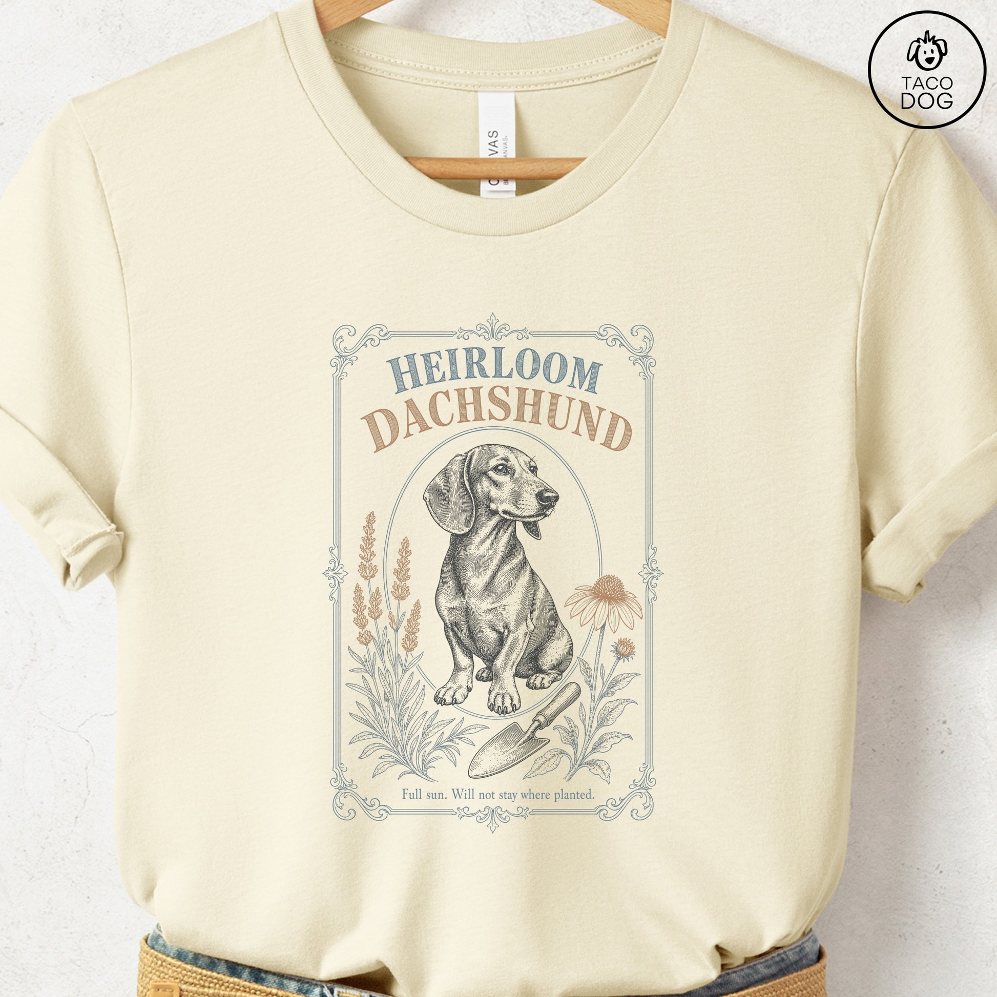 Dachshund Heirloom Seed Packet T-Shirt Natural S Taco-Dog