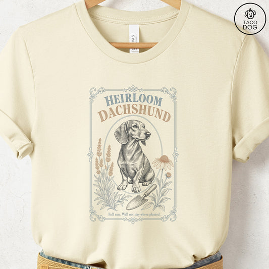 Dachshund Heirloom Seed Packet T-Shirt Natural Taco-Dog