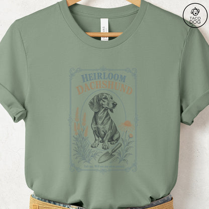 Dachshund Heirloom Seed Packet T-Shirt Sage S Taco-Dog
